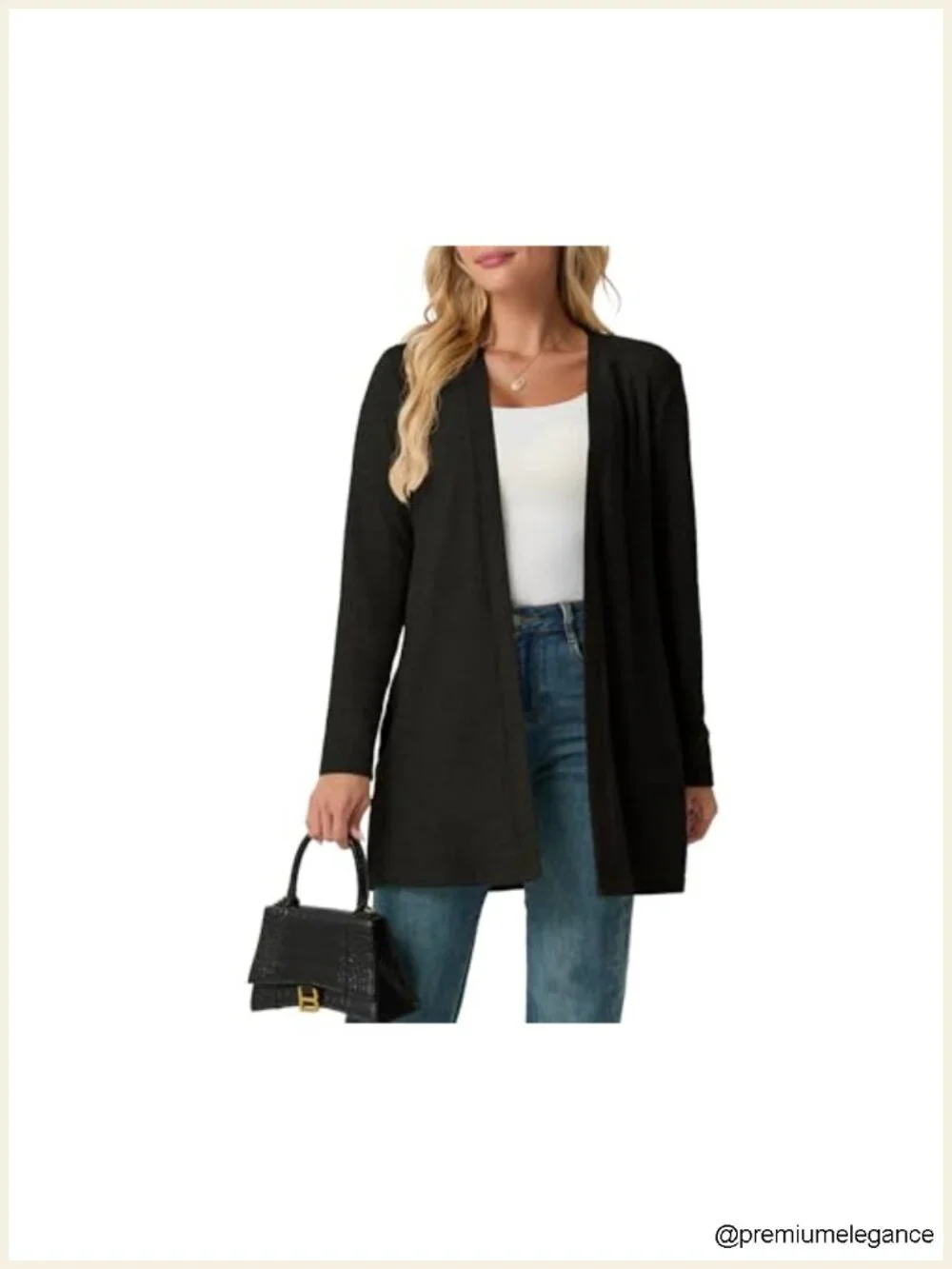 Long Sleeve Lightweight Open Front Knit Cardigan with Pockets